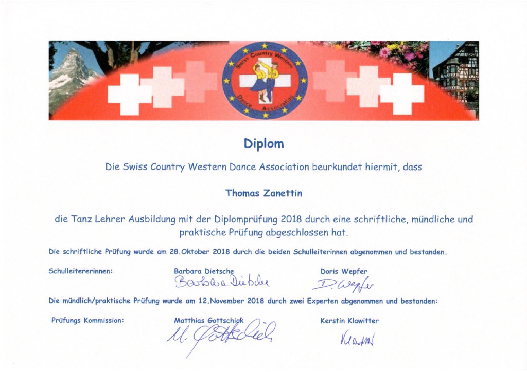 Diplom Tanzlehrer Ausbildung SCWDA Thomas Zanettin